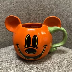 Disney Mickey Mouse Orange Halloween Jack-o‘-Lantern Pumpkin Stem Handle Mug